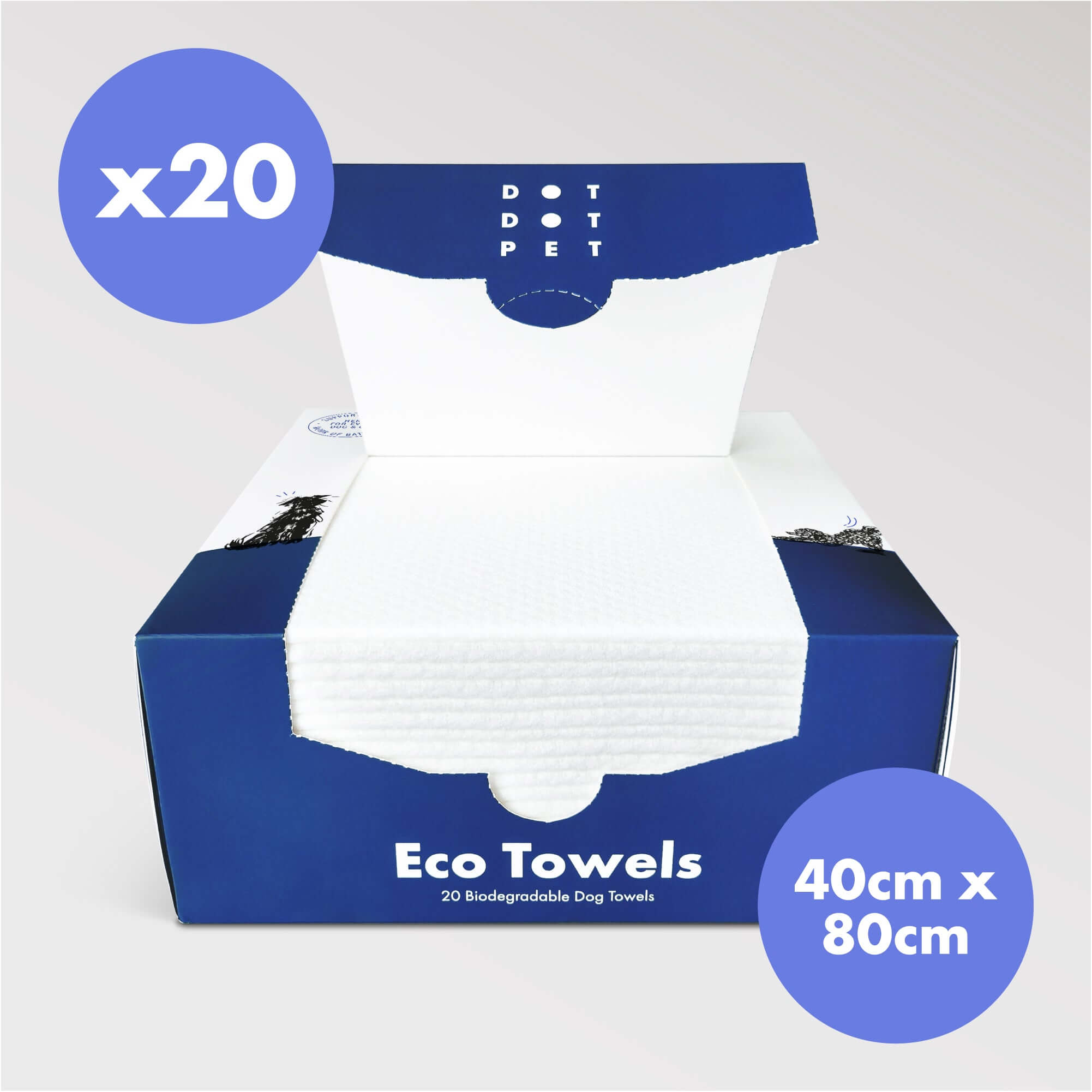 Open pack of the Eco Dog Drying towels showing the number and size