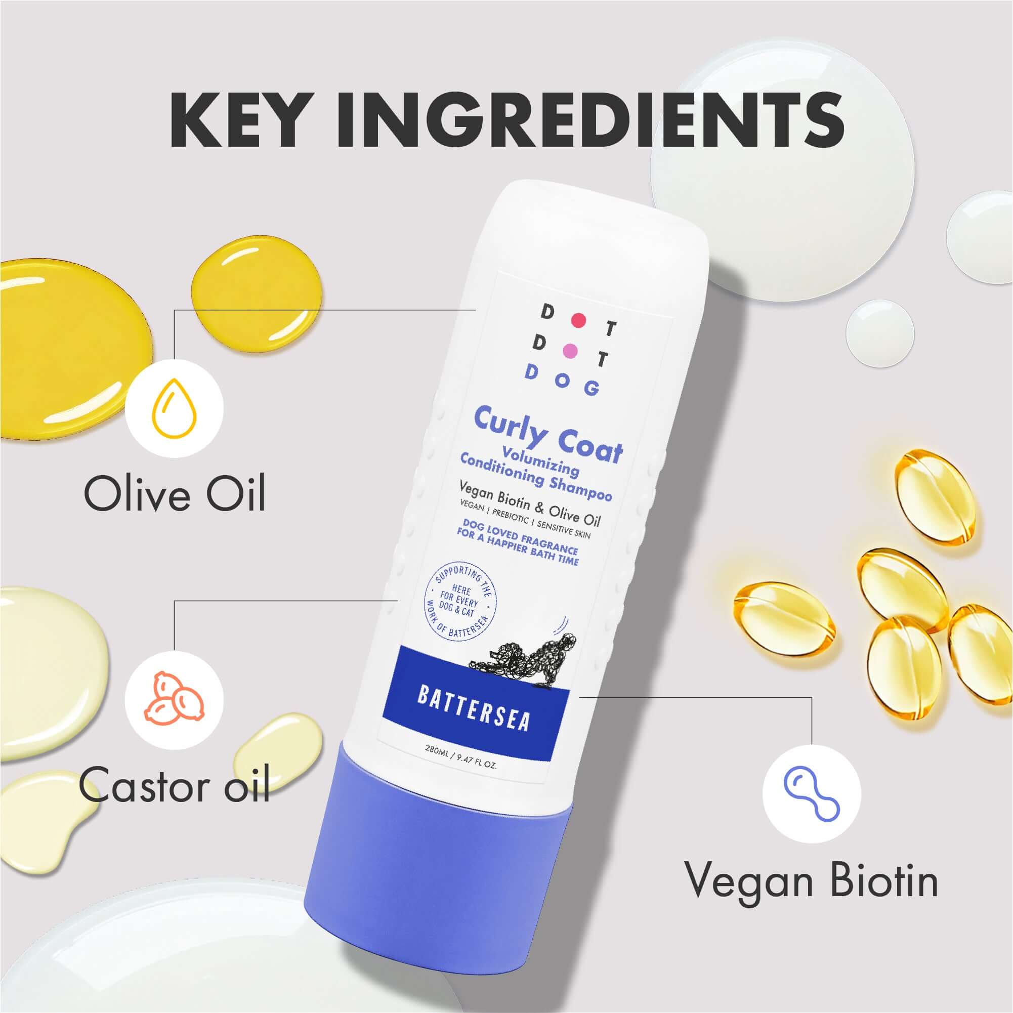 DotDotPet Curly Coat Dog Shampoo - Olive Oil