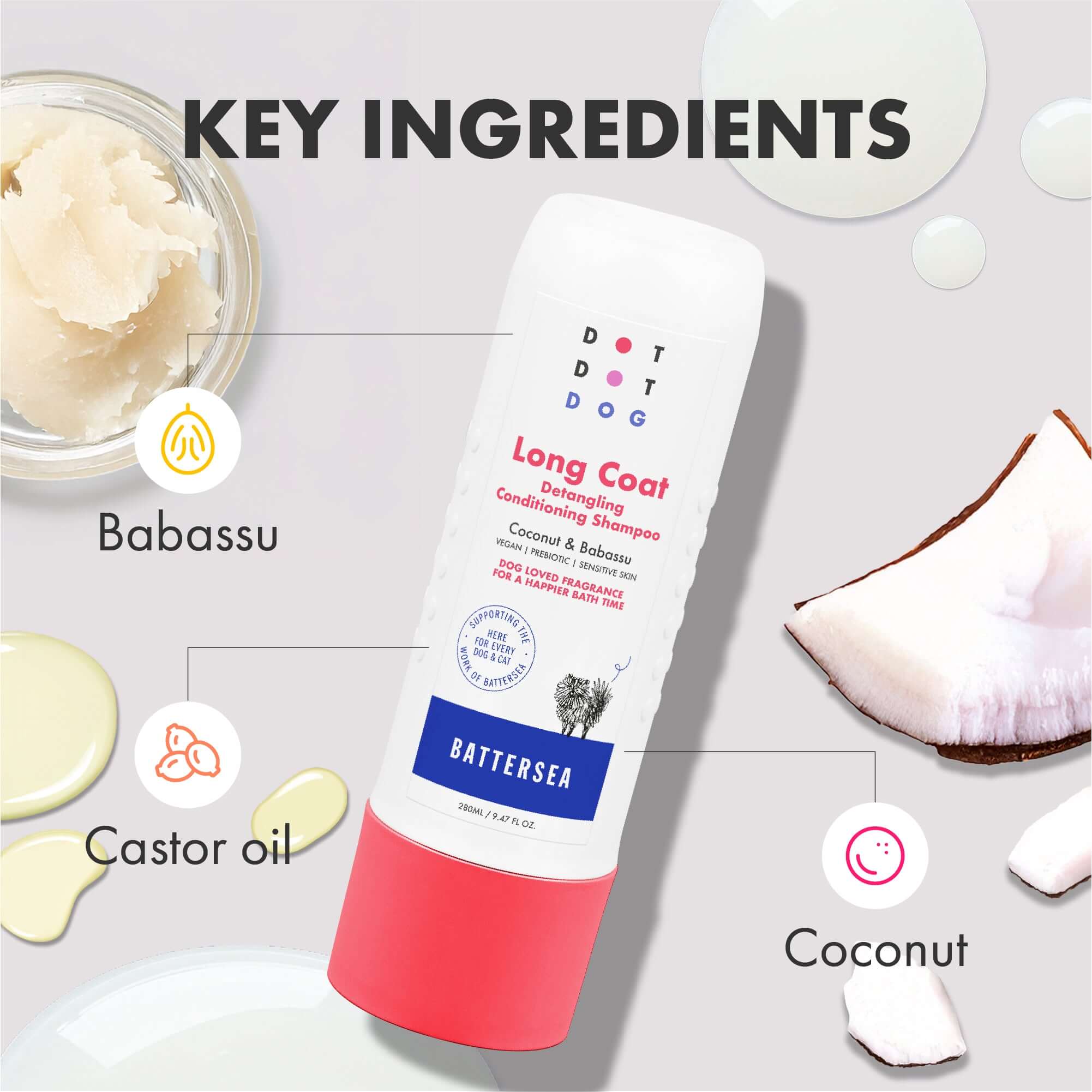 DotDotPet Long Coat Dog Shampoo - Coconut and Babassu