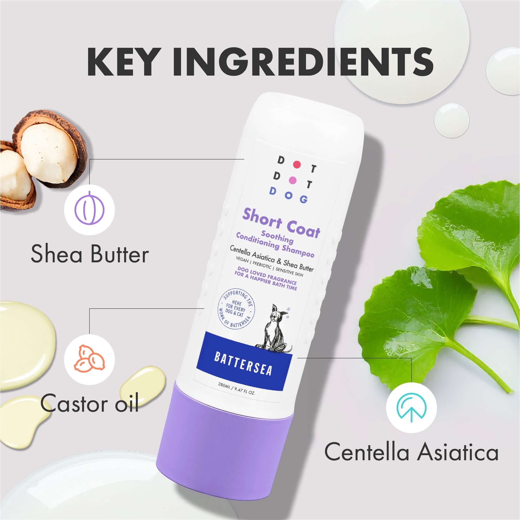 DotDotPet short coat dog shampoo - Shea Butter and Biotin