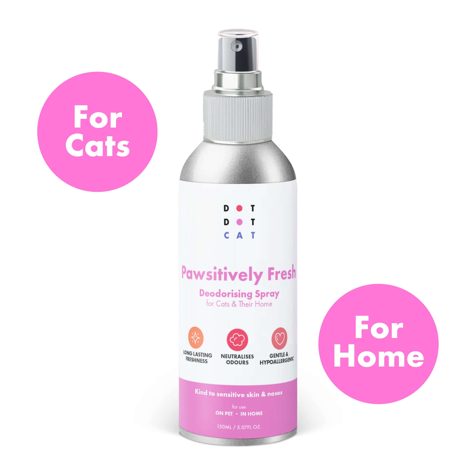 Pawsitively Fresh Pack Shot showing safe for use on cat and in Home