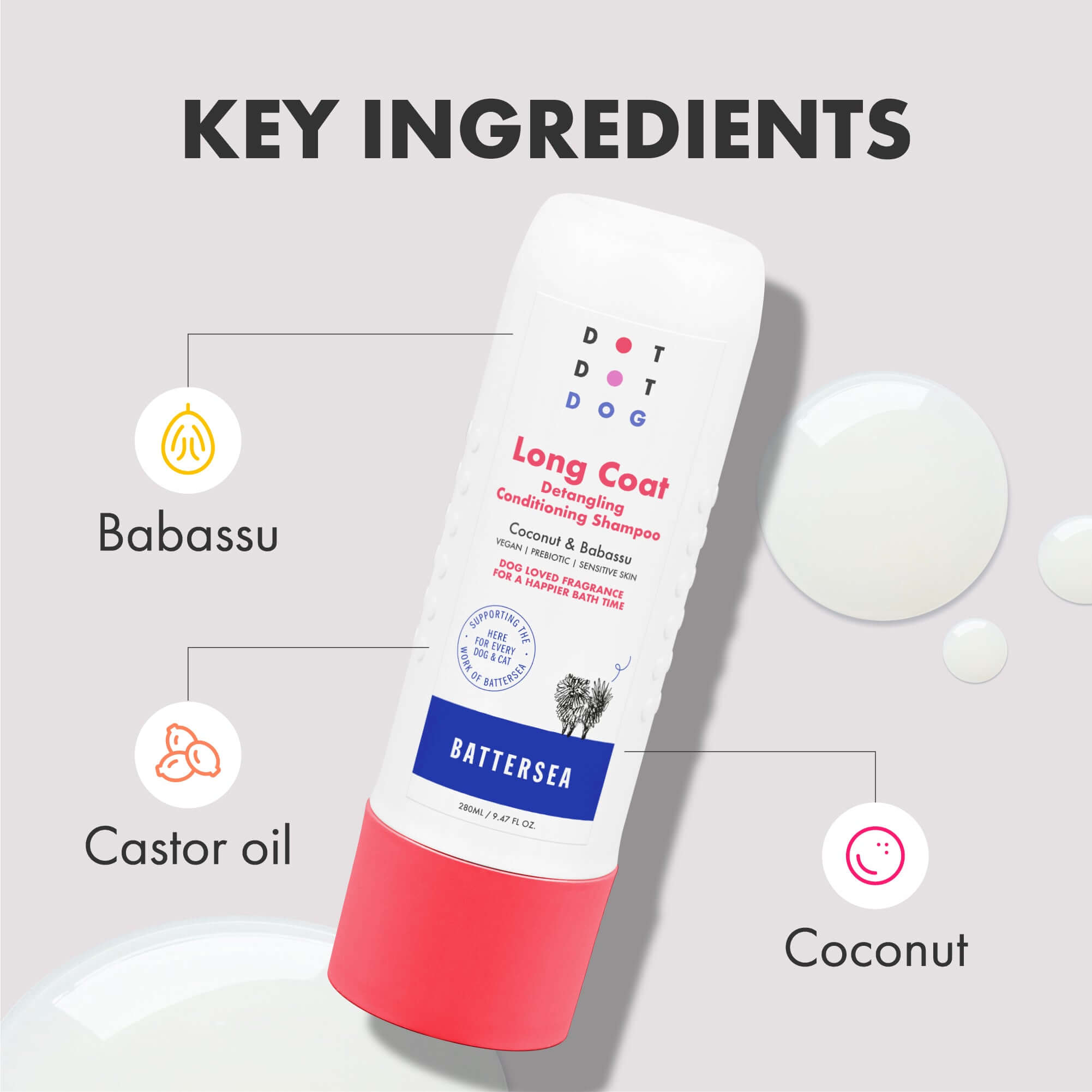 Natural detangling ingredients coconut and babassu