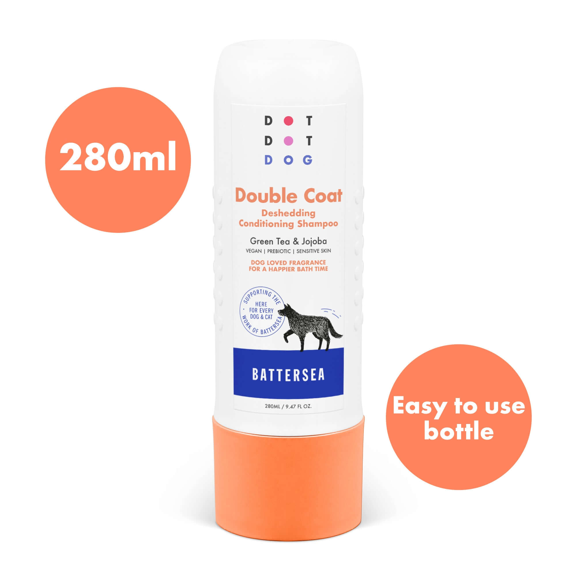 280ml dog shampoo with easy to use no mess bottle