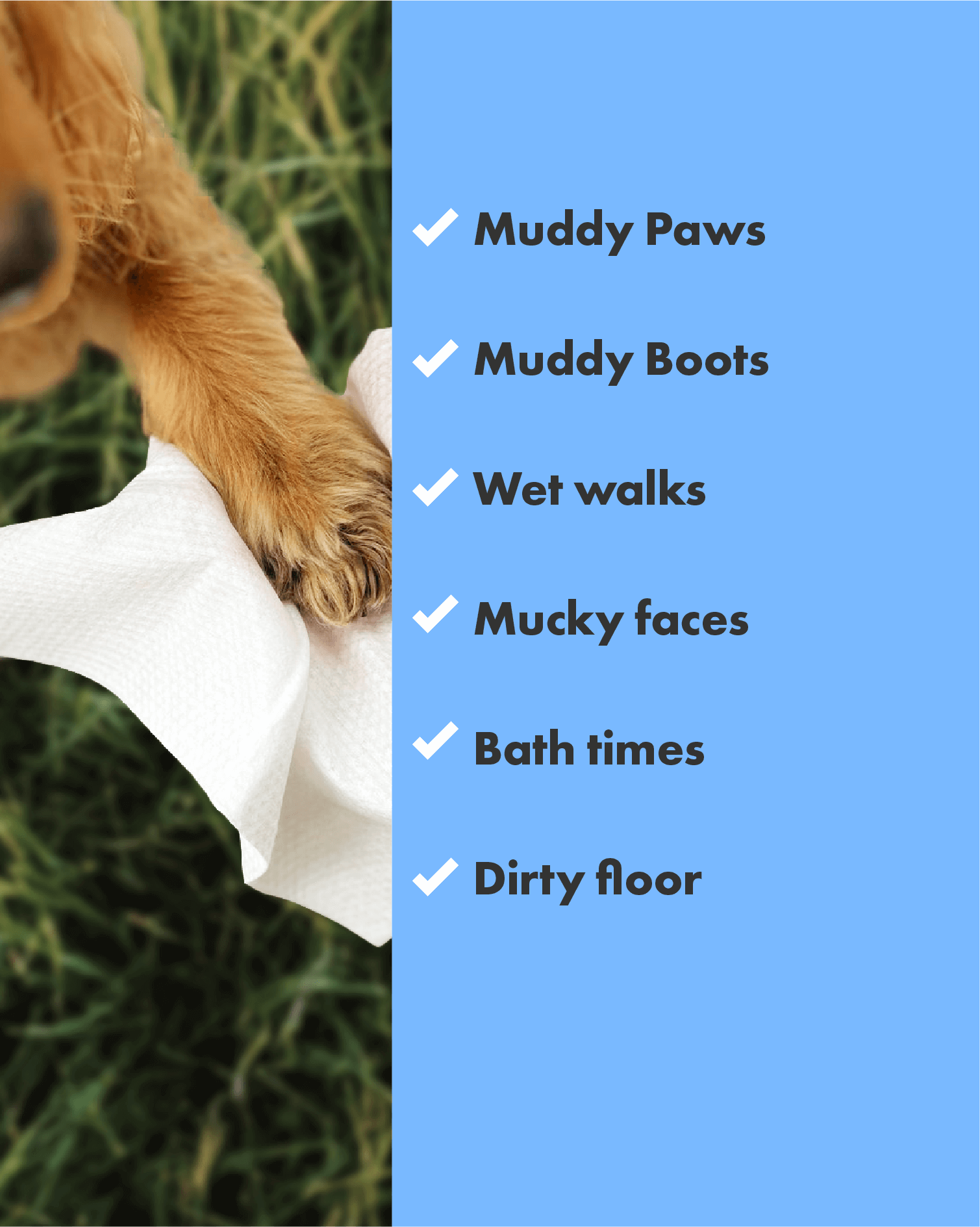 Eco Dog Towels for muddy walks, wet paws, muddy boots, bath times, dirty floors and grubby faces