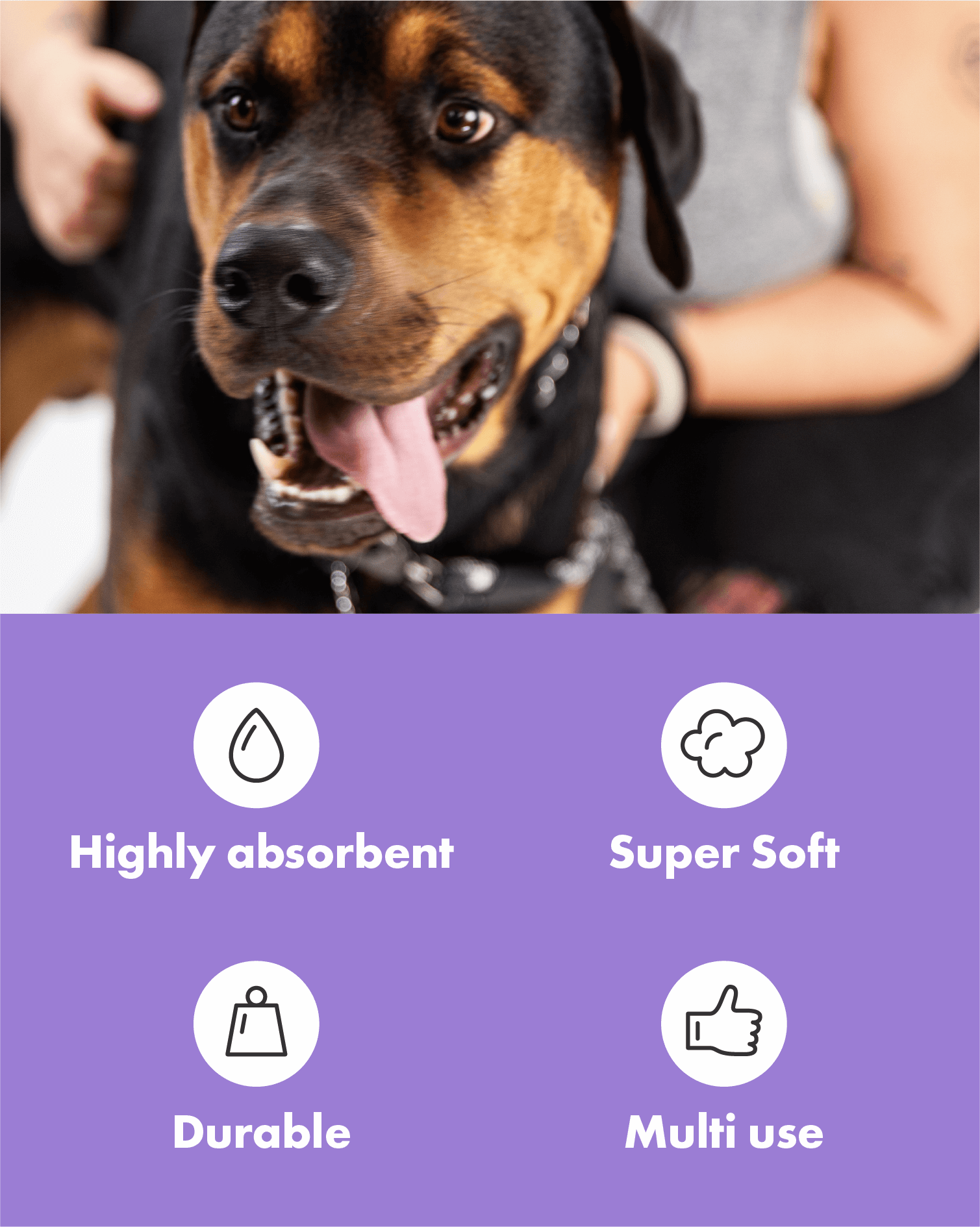 Highly absorbent, multi use, super soft, durable dog towels