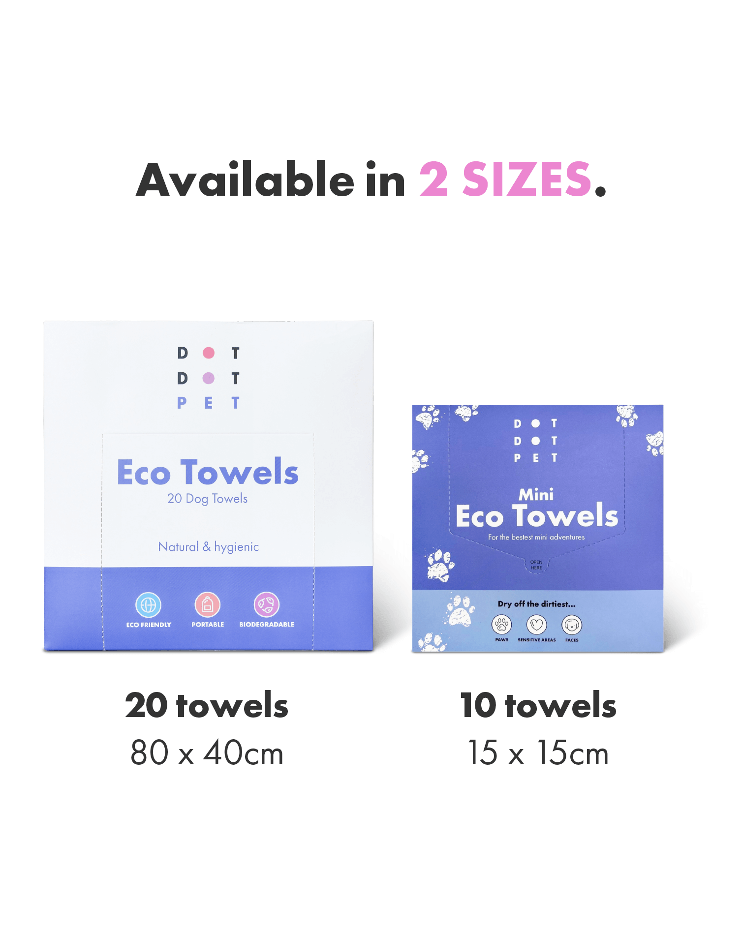 Available in two sizes Eco Towels and Mini Eco Towels