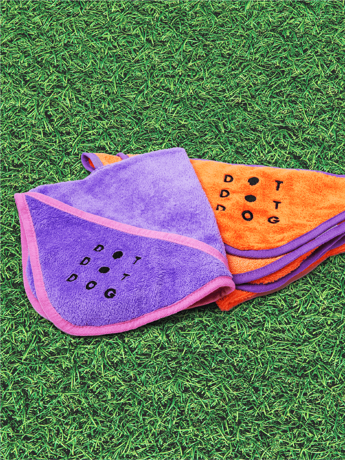 Image of both the bamboo small and medium dog bath towels