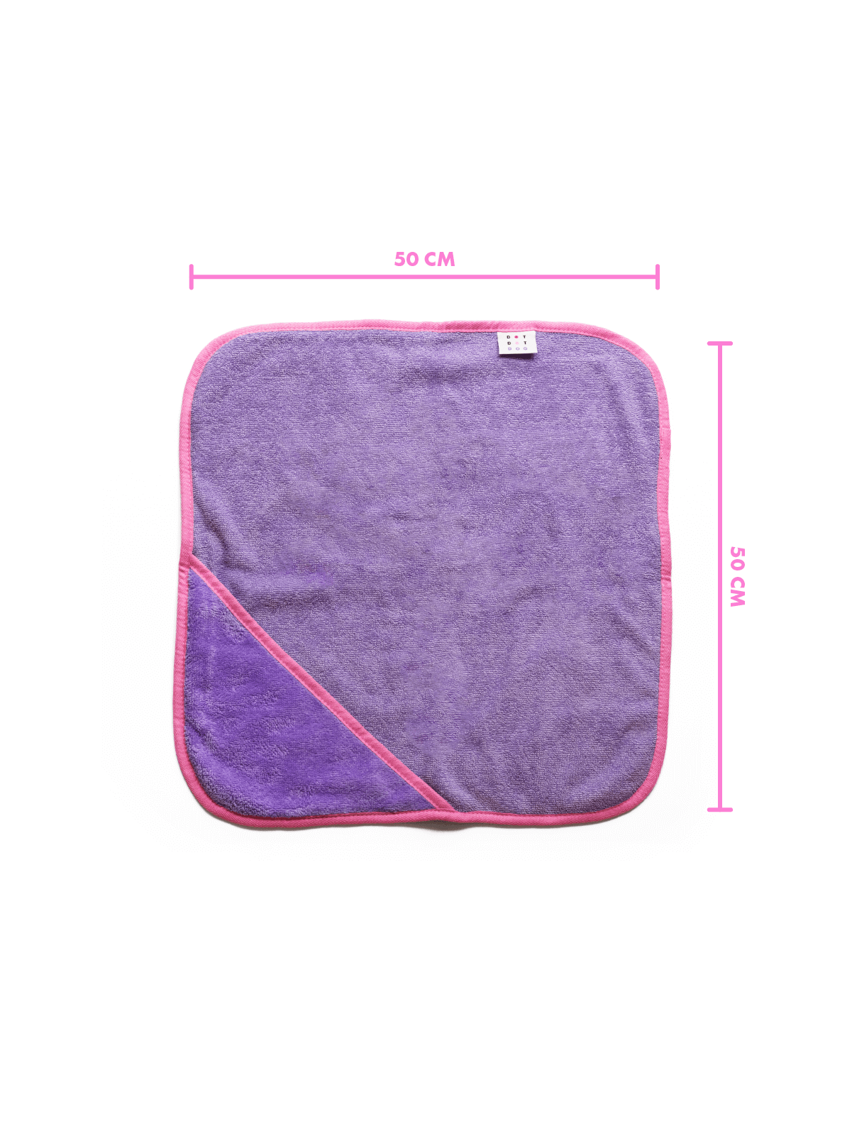 Showing dimensions of bamboo dog bath towel 50cm x 50cm