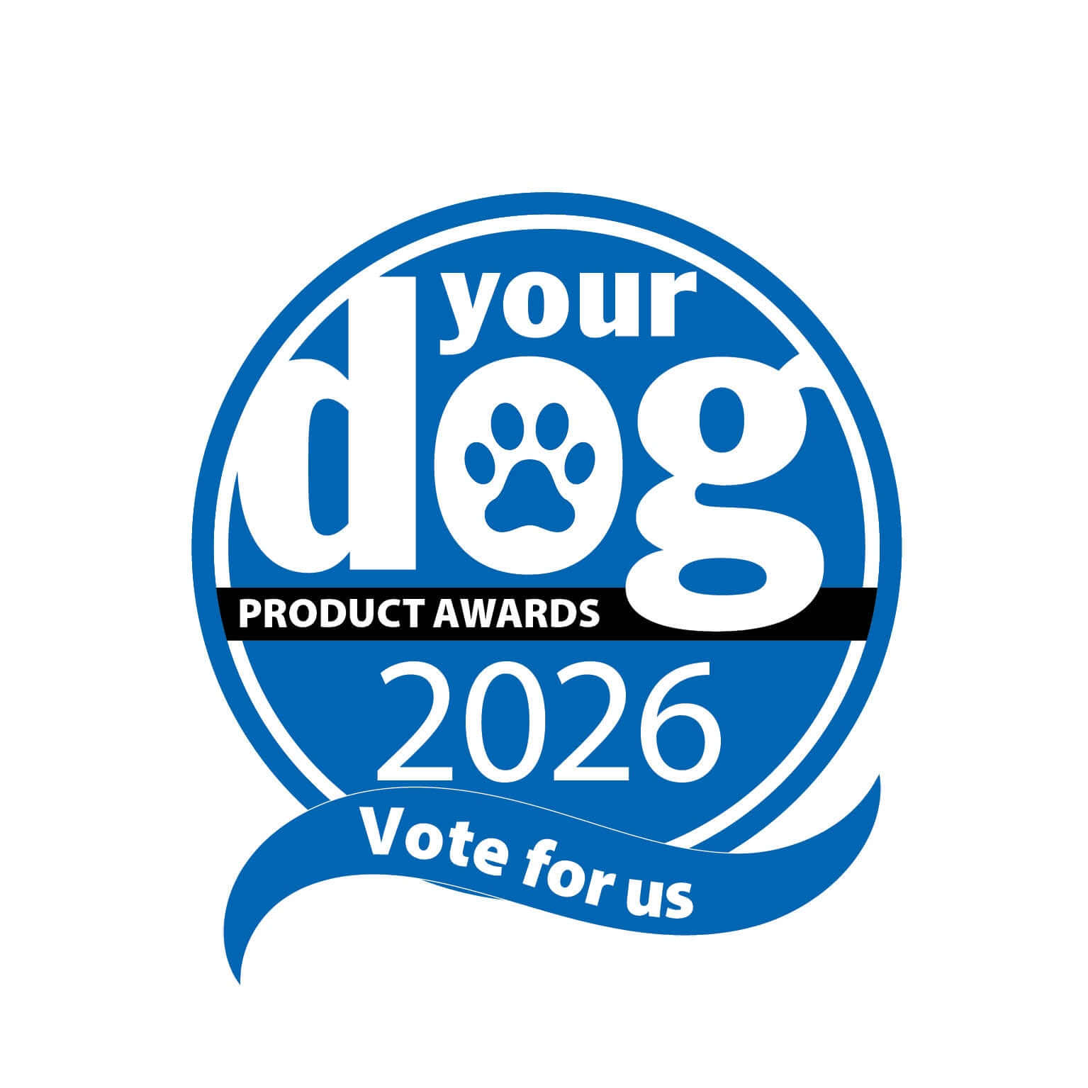 Your Dog Product Awards 2026 logo with blue and white design