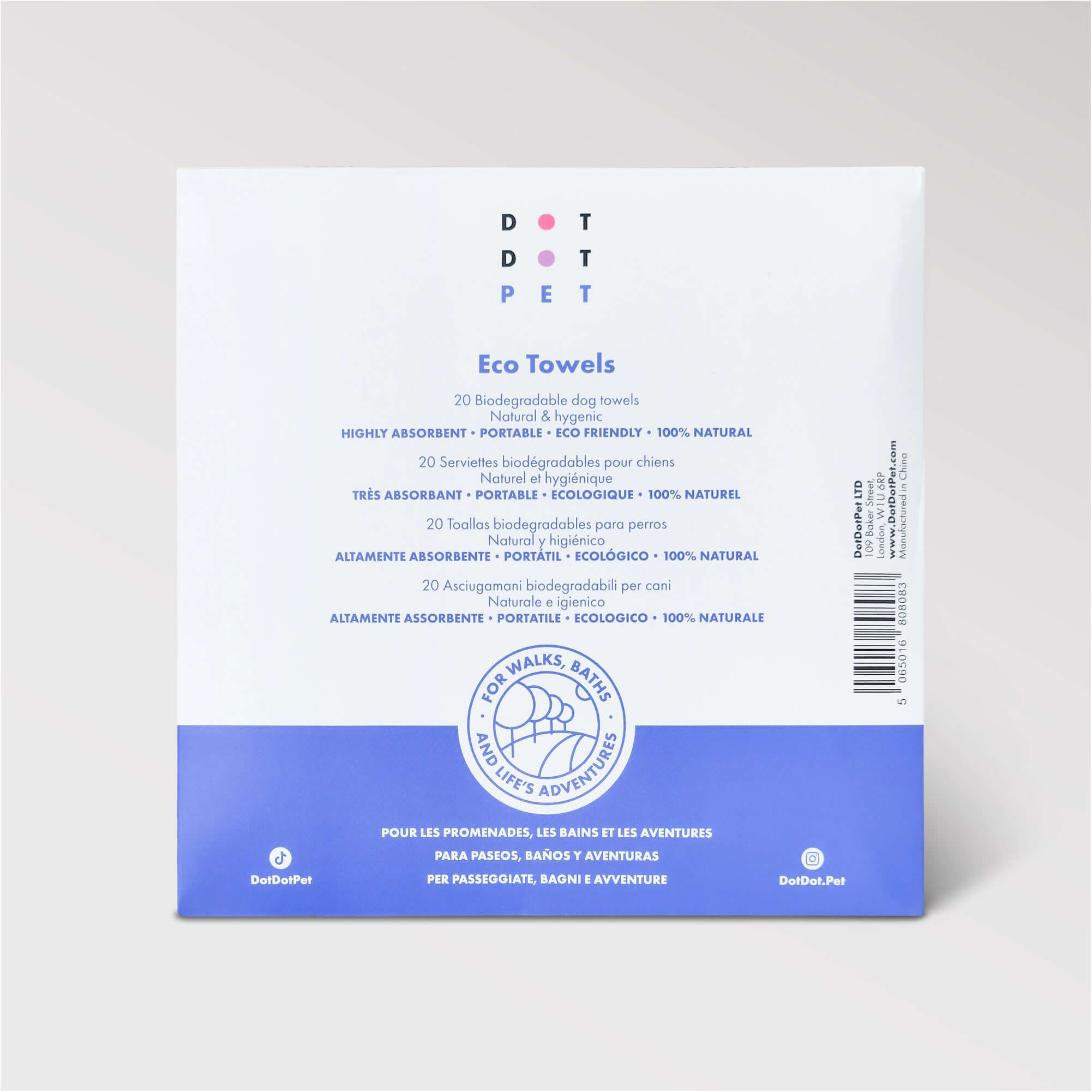 Back of the Eco Towels for dogs pack