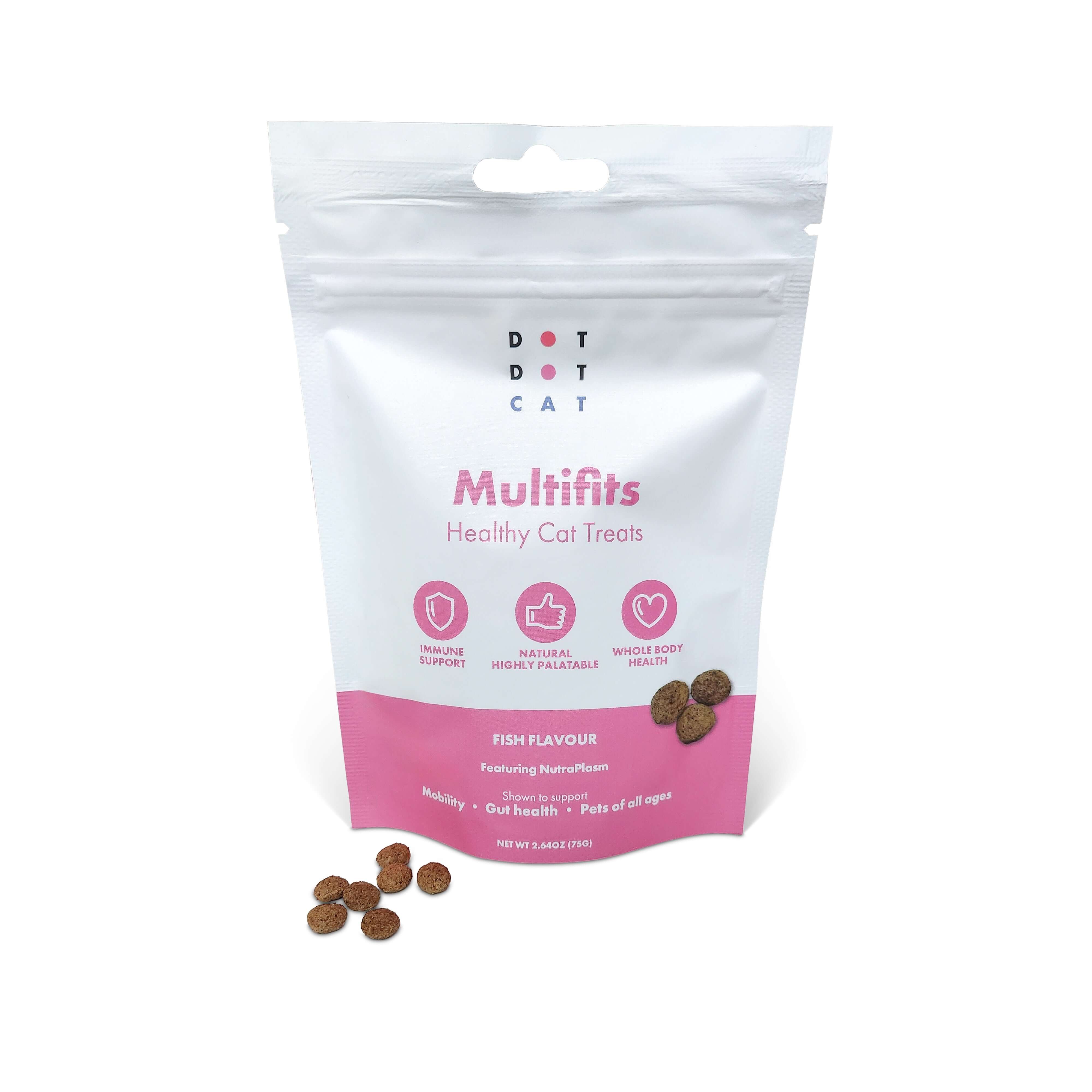 Image showing some of the crunchy Multitfit kibble outside the pouch