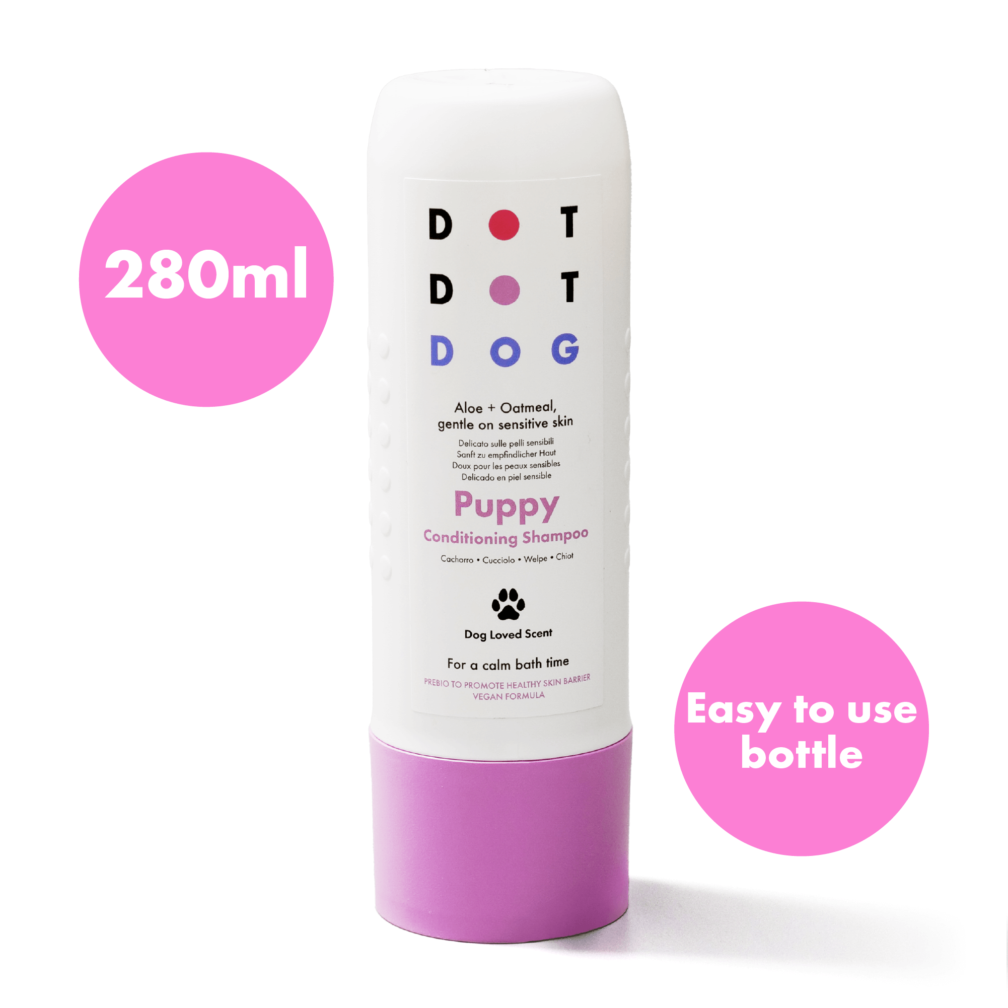 Puppy conditioning shampoo with oatmeal 280ml easy to use bottle