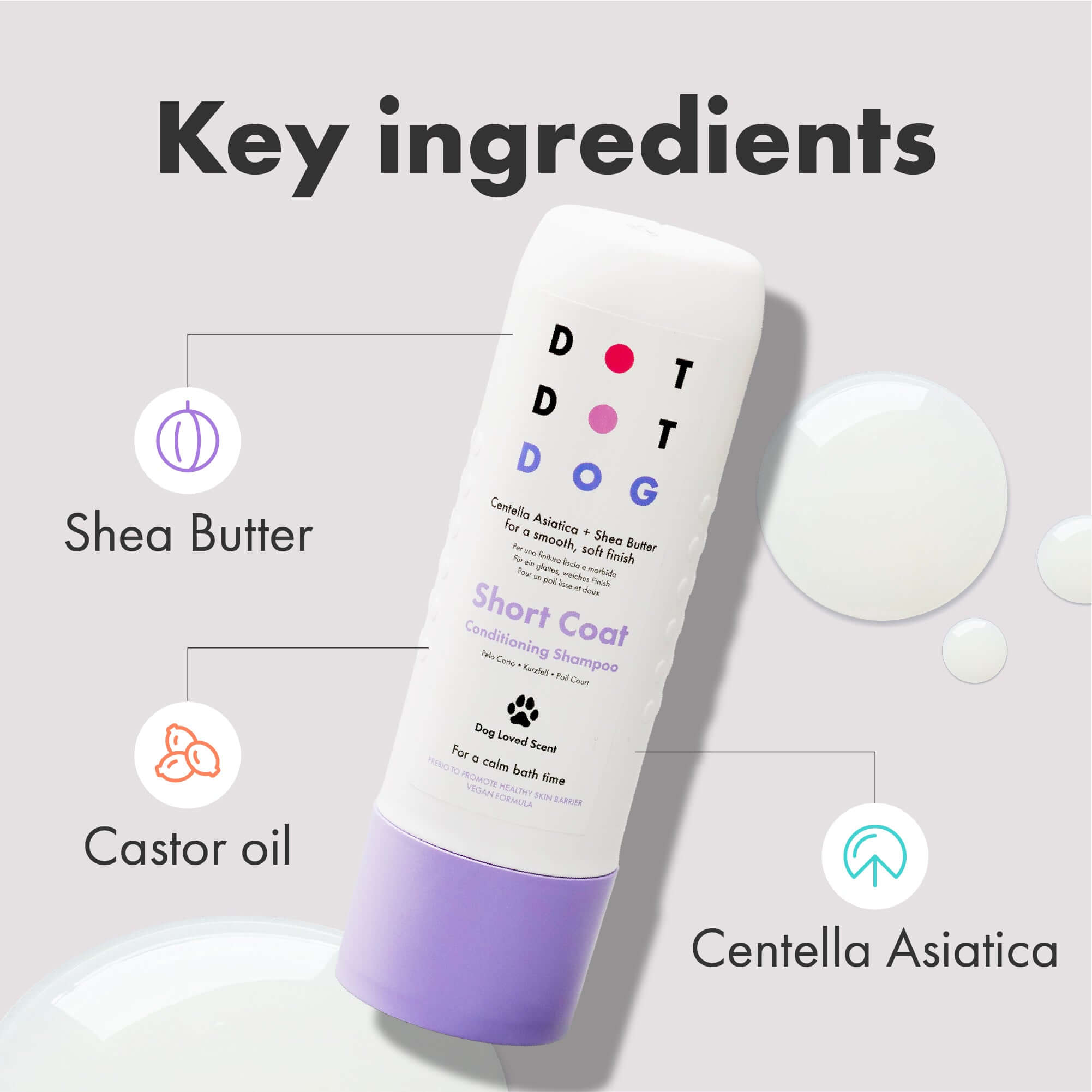 Short coat shampoo for a smooth finish for dogs with short coats