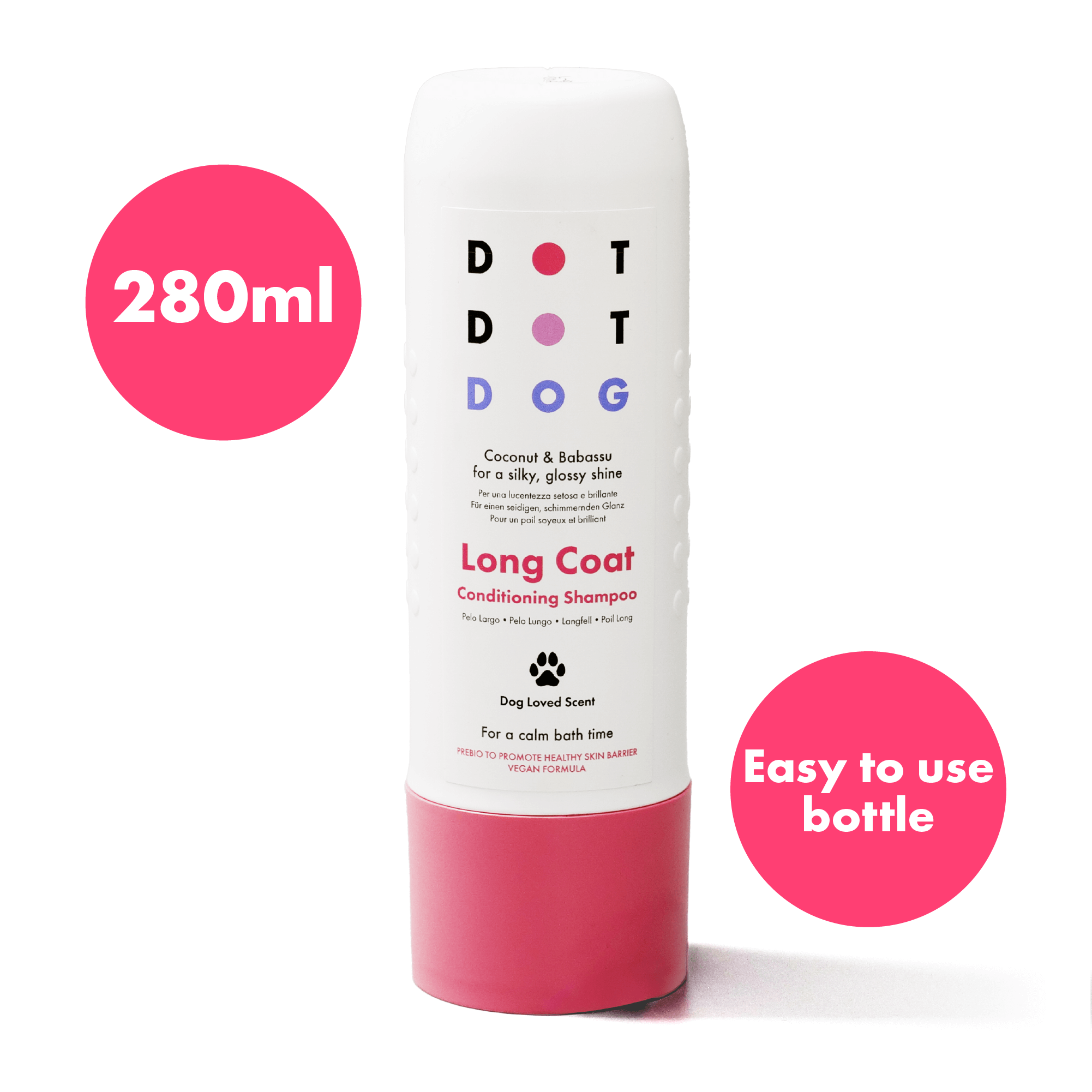 Detangling Long Coat shampoo with oatmeal 280ml easy to use bottle