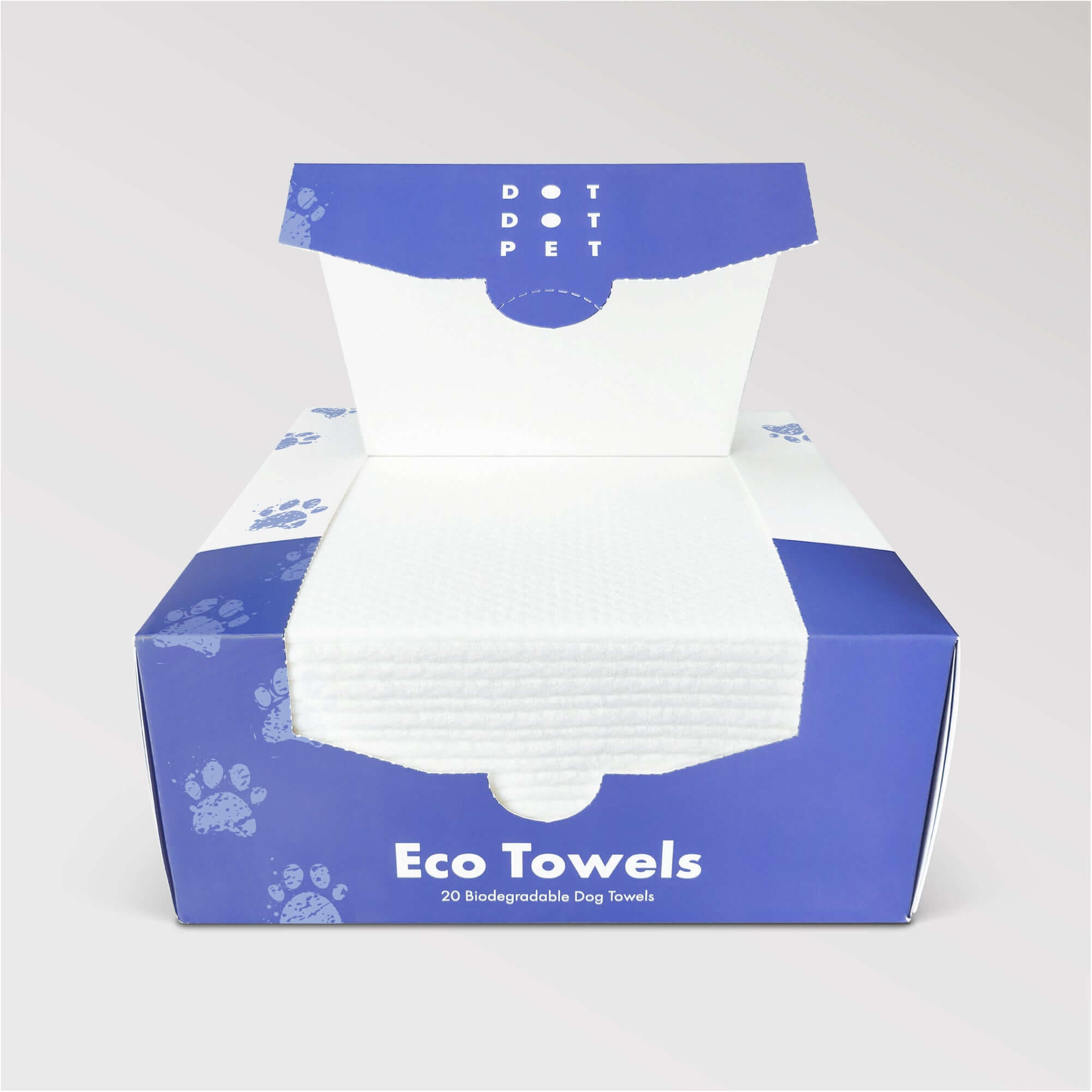 Box of eco towels with visible brand name on a white background