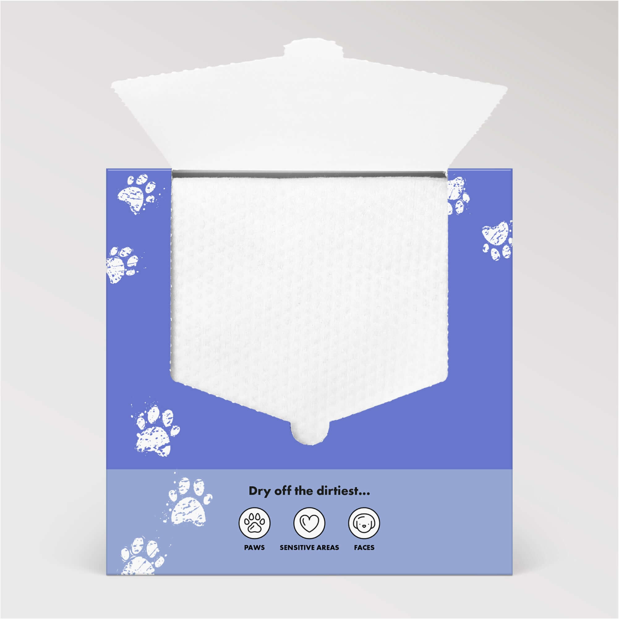 DotDotPet Mini Eco Towel White towel in a blue packaging box with paw prints on a light gray background