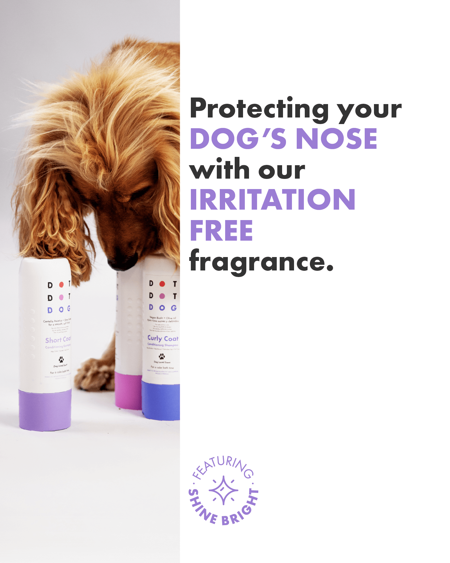 Low irritation fragrance designed specially for dogs to keep them calm during bath time