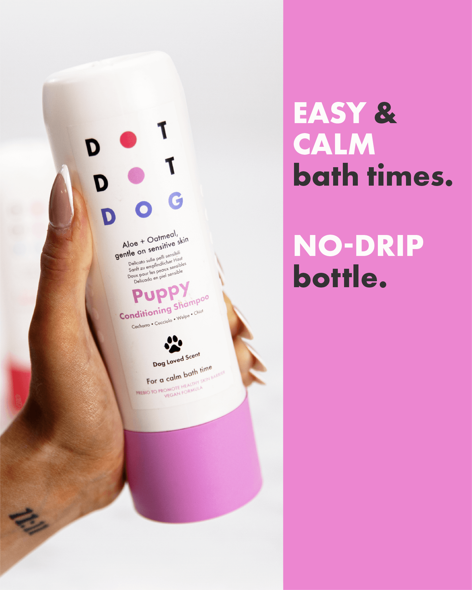 Easy to use no drip dog shampoo bottle for mess free bath times