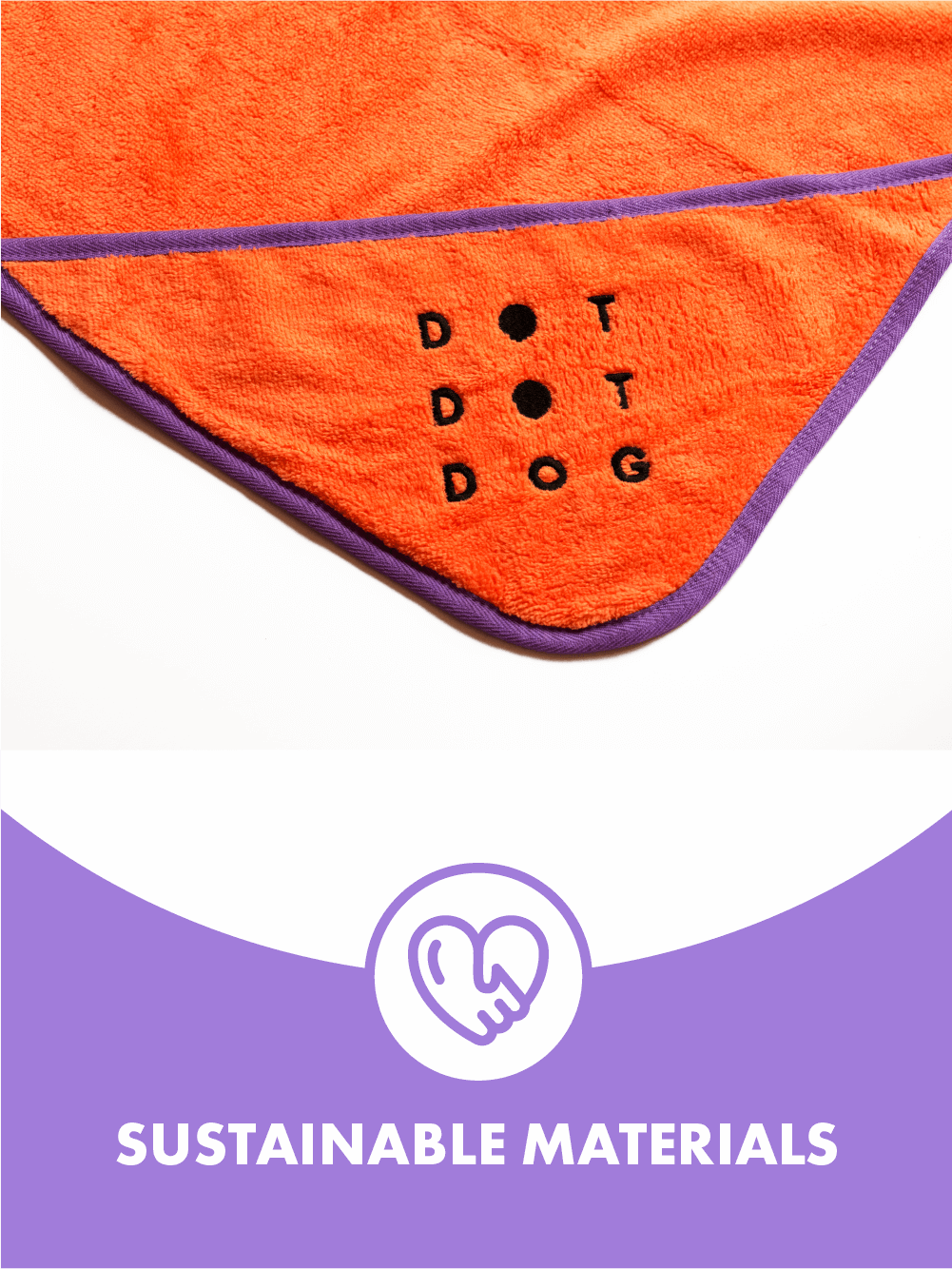 Bamboo dog towel large - text says sustainable materials