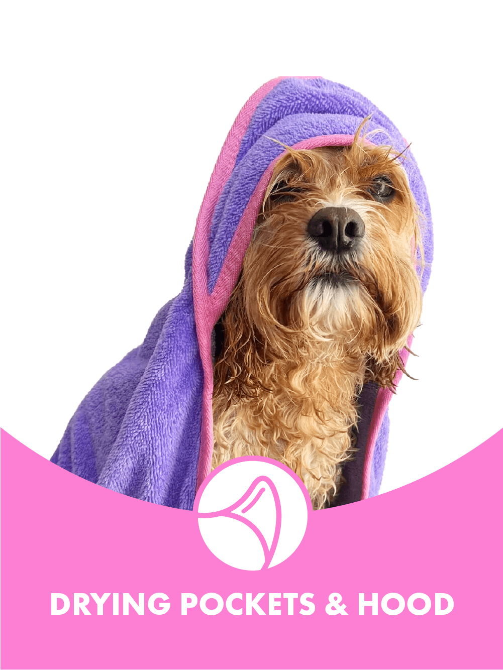 Bamboo bath towel for dogs, with hood and drying pockets, bath robe, best dog bath towel