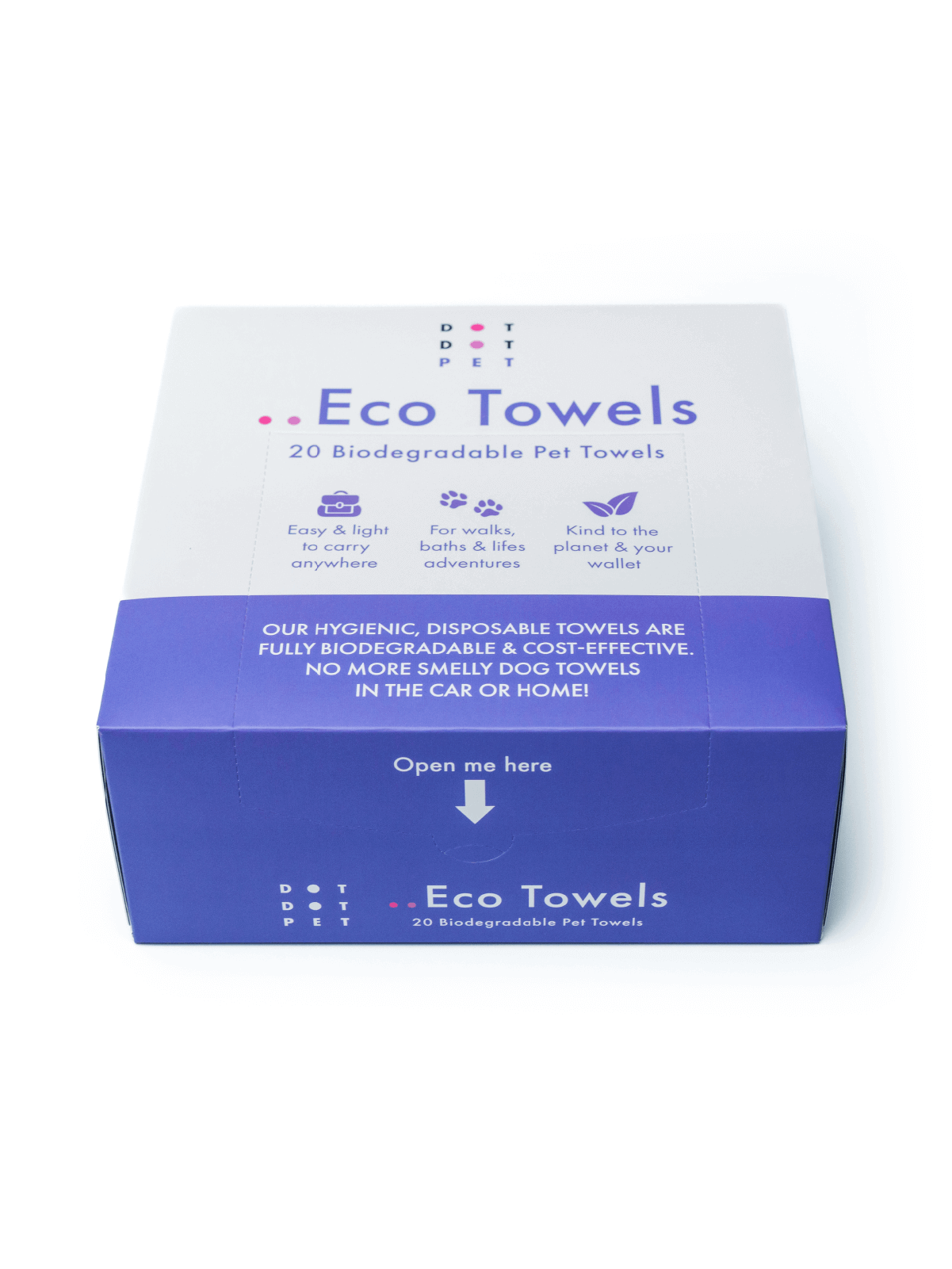 Front of the Dog Eco Towels box 